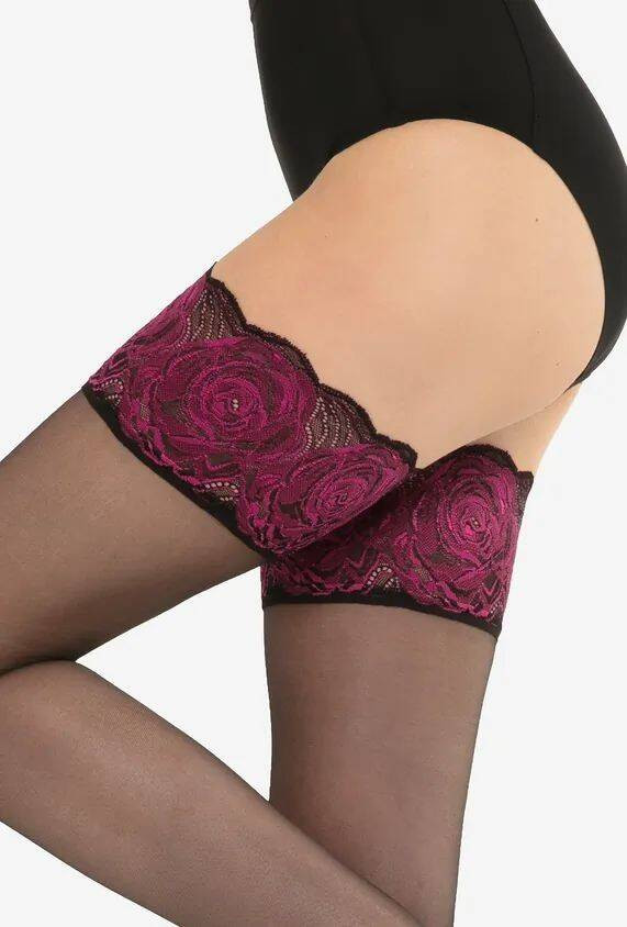 Pończochy Ars Amandi Calze Rose - nero/rosso