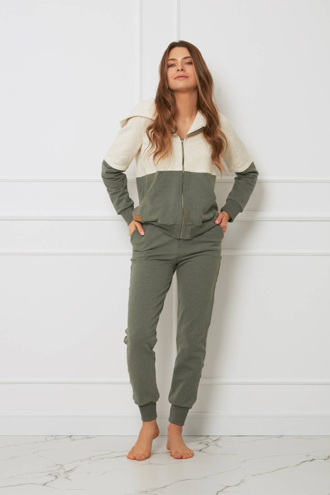 Bluza damska - plus size organiczna bawełna OH!ZUZA N&D H03- kremowo/zielona