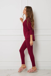 Komplet damski plus size z legginsami OH!ZUZA N&D H28 - żurawinowy