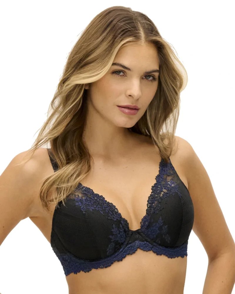 Wacoal – biustonosz plunge Embrace Lace – czarny