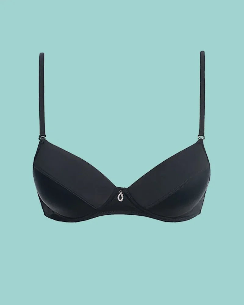 Key My First Bra TBC 122 stanik dla nastolatek z ozdobą i odpinanymi ramiączkami - czarny