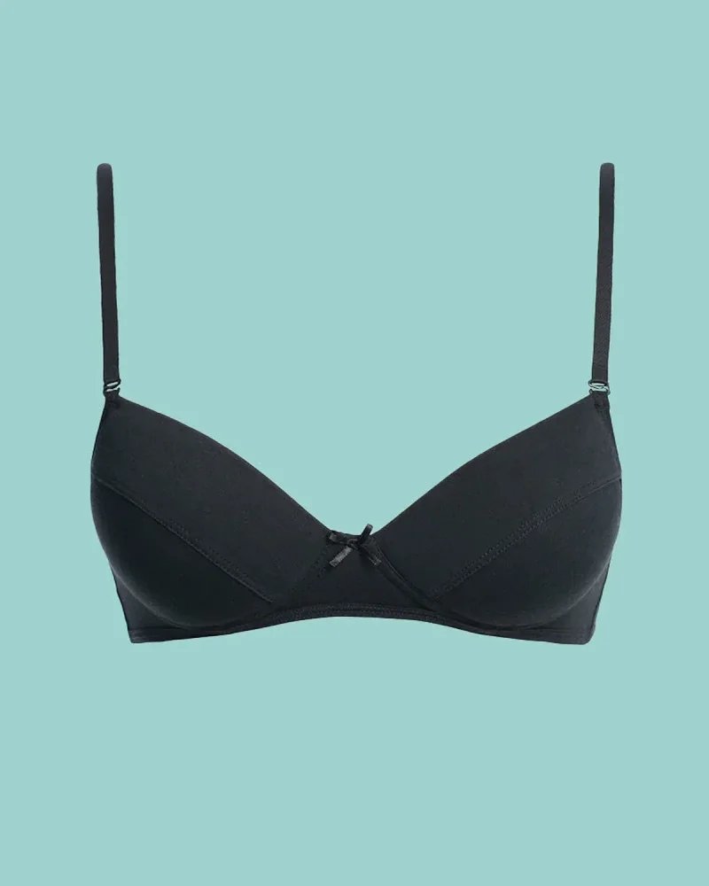 Key My First Bra TBC 024 bawełniany stanik dla nastolatek z odpinanymi ramiączkami - czarny