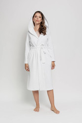 Szlafrok - z kapturem bawełniany plus size OH!ZUZA N&D R03 - śnieżna biel