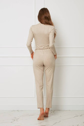Spodnie - z kokardką plus size tencel OH!ZUZA N&D H25 - beżowe