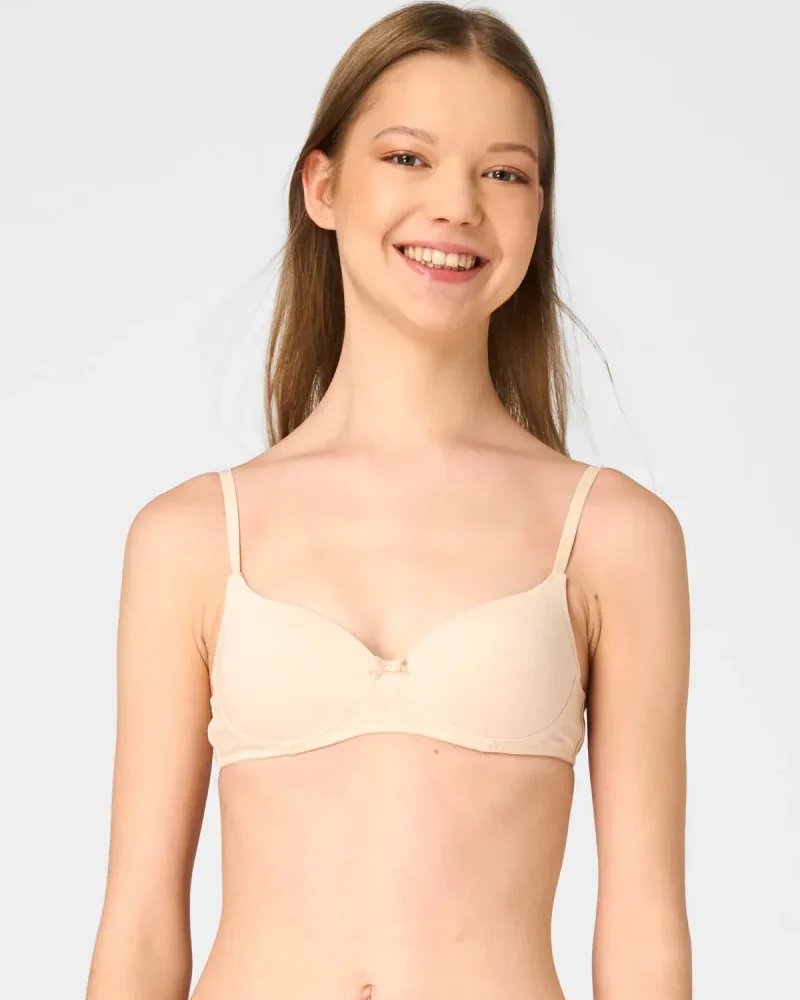 Key My First Bra TBM 120 bawełniany biustonosz dla nastolatek bez fiszbin - beżowy